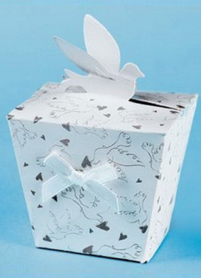 Bow coeur papier perle Engagement Favor boîtes ensemble de 12