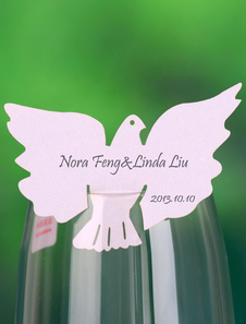 Pigeon blanc papier de spécialité mariage verre à vin cartes ensemble de 12
