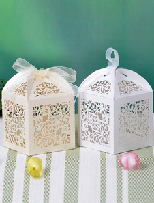 Carré creux Floral papier perlé Wedding Favor Set de boîtes de 12