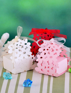 Charmante fleur papier perle Wedding Favor boîtes ensemble de 12