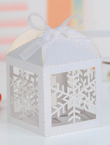 Bow blanc papier perlé Wedding Favor boîtes ensemble de 12