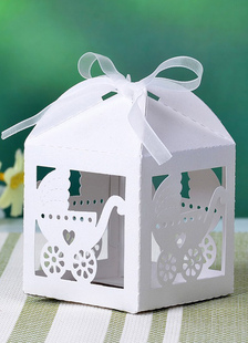 Blanc/bleu Bow Engagement Favor boîtes ensemble de 12