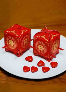Bonheur carré rouge papier perlé Wedding Favor boîtes ensemble de 12