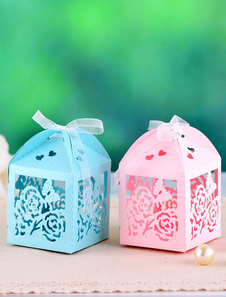 Carré Floral papier perlé Wedding Favor Set de boîtes de 12