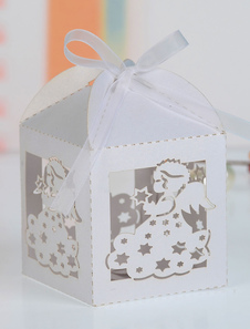 Engagement de papier perle blanc Bow Wedding Favor Set de boîtes de 12