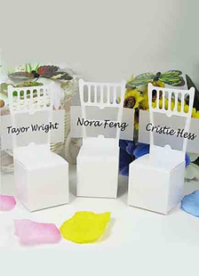 Carré blanc papier perle fauteuil forme Wedding Favor boîtes ensemble de 12