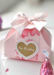 Arc doux papier perlé Wedding Favor boîtes ensemble de 12