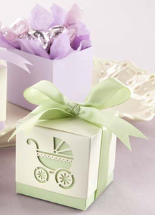 Pram carrés thème papier perlé Wedding Favor sacs ensemble de 12