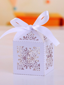 Carré blanc creux hors oeuvre Wedding Favor Set de boîtes de 12