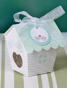 Green House Square papier perlé Wedding Favor boîtes ensemble de 12