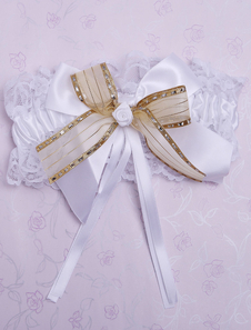 Jarretière de mariage en organza avec nœud