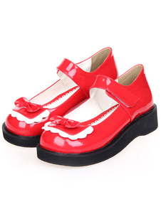 Dandy Street Wear cuir rouge PU chaussures Lolita