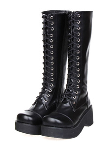 Gothic Lolita noir bottes plate-forme lacet Zip conçu