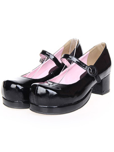 Chaussures lolita en PU noir plate-forme