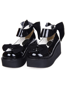 Belle Black ronde Toe PU cuir Street Wear chaussures Lolita