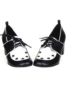 Deux tons noir ronde Toe PU cuir Street Wear chaussures Lolita