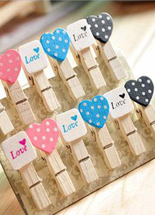 Détenteurs de coeur carré doux coloré en bois lot de 12