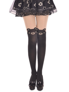 Ours Animal noirs imprimer chaussettes Lolita velours