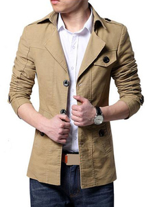 Manteau mince en coton unicolore pour homme