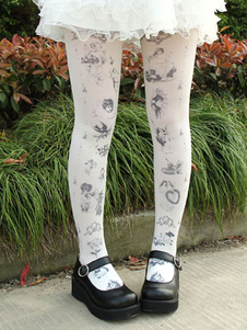 Chaussettes lolita en nylon imprimé animal