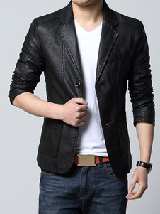 Veste homme moulant en PU unicolore