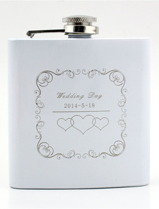 Mode en acier inoxydable flacon personnalisé pour mariage (6 onces)