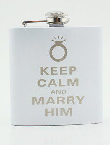 Acier inoxydable blanc flacon moderne soient personnalisées (6 onces) de mariage