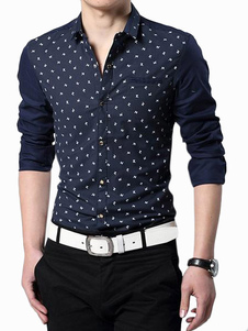 Chemise en coton à pois de manches longues