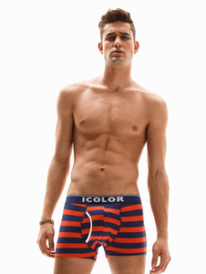 Sexy trunk homme en coton bicolore avec rayure à taille élastique