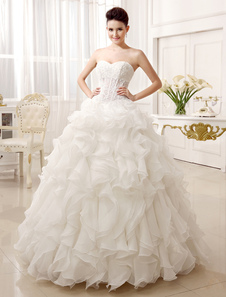 Robe mariage ivoire avec dentelle longueur plancher