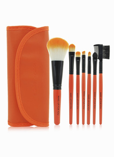Pinceaux de maquillage oranges en toile 7 pièces