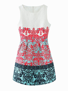 Robe mode en polyester à motif cachemire