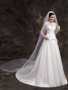 Cascade de moniste Polyester blanc coupe bord voile chapelle de mariage