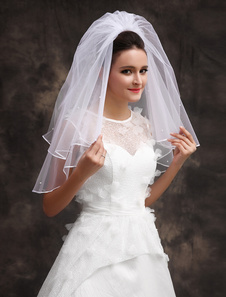 Perles de bord blanc Polyester double ruban voile de mariage pour la mariée