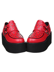 Chaussures lolita à plate-forme en cuir suédé creusé