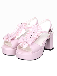 Chaussures lolita roses à plate-forme