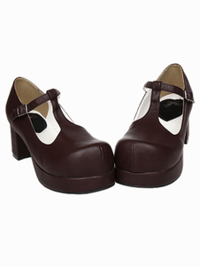 Chaussures lolita exquises en PU marron à plate-forme