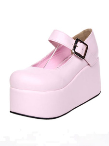 Chaussures Lolita parfaites rose à plate-forme