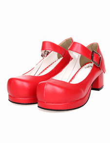 Chaussures lolita exquises en PU rouge à plate-forme