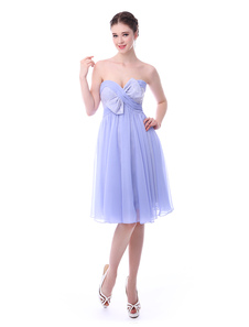 Robe de cérémonie en chiffon violet avec dentelle et nœud