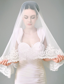 Voile chapelle une couche en tulle avec dentelle