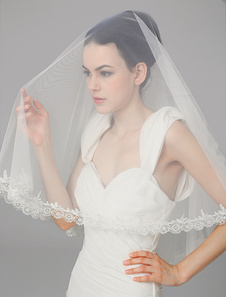 Voile à coude d'une couche en tulle avec dentelle