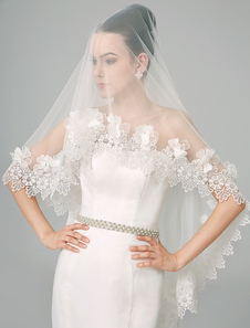 Voile cathédrale d'une couche avec applique et dentelle séduisantes