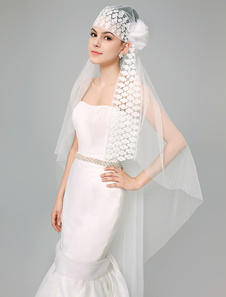 Voile à doights une couche en tulle avec dentelle