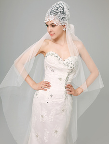 Voile de valse d'une couche en tulle avec dentelle