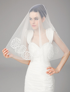 Voile à coude mode d'une couche en tulle avec dentelle superbe