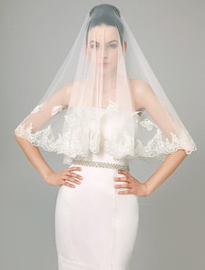 Voile à coude d'une couche en tulle avec dentelle jolie