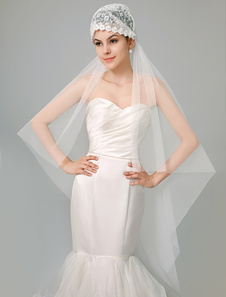 Voile de valse une couche en tulle avec strass forme cascade