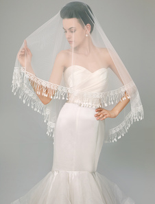 Voile de valse éblouissant d'une couche en tulle avec dentelle