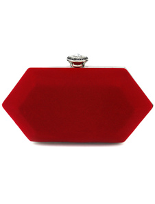 Pochette de soirée en velours côtelé unicolore avec diamant